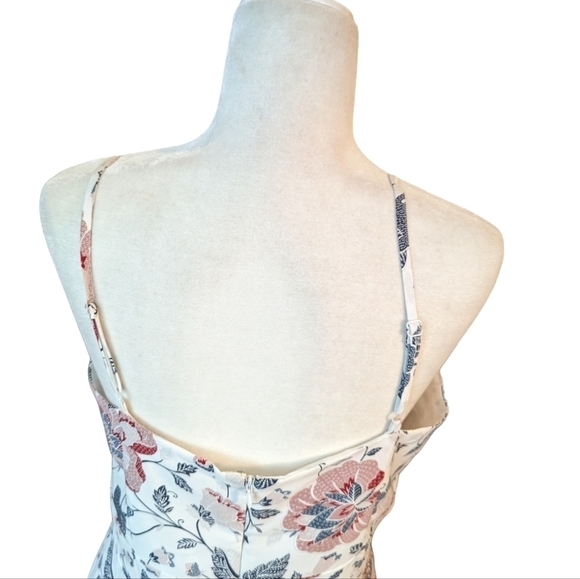 LOFT Slip Dress white lined Floral Paisley Print A Line Slip Babydoll Dress Sz 6 - Picture 6 of 10